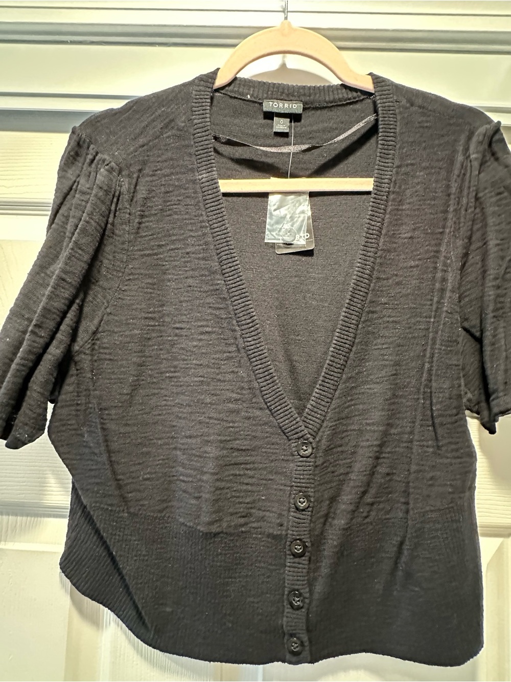 Torrid Charcoal Button-Front Short Sleeve crop Cardigan